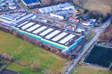 Luftaufnahme von Fast fertiggestelleter Neubau des Logistikpark der HANSAINVEST und DFI-Real-Estate Kandel für FRISCHEPLATTFORM SÜDWEST der Gemüsering Stuttgart GmbH im Ortsteil Minderslachen im Bundesland Rheinland-Pfalz, Deutschland