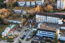 Luftbild von Baustelle zur Erweiterung der Asklepios Südpfalzklinik Kandel im Bundesland Rheinland-Pfalz, Deutschland