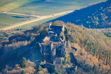 Burgruine Madenburg aus Norden in Eschbach im Bundesland Rheinland-Pfalz, Deutschland