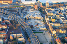 Gelände der künftigen Helmut-Kohl Allee auf dem Grund des bis auf die Grundmauern abgerissenen, ehemaligen Rathaus Center an der noch abzureissenden Hochstraße Nord(B44) im Ortsteil West in Ludwigshafen am Rhein im Bundesland Rheinland-Pfalz, Deutschland