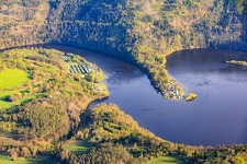 Talsperre Hohenwarte I aus Norden mit Campingplatz Droschkau in Altenbeuthen im Bundesland Thüringen, Deutschland