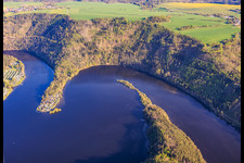 Talsperre Hohenwarte I aus Norden mit Drachenufer und Campingplatz Droschkau in Gössitz im Bundesland Thüringen, Deutschland
