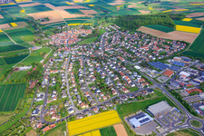 Ortsansicht von Südosten mit NETTO, REWE und Alde Deutschland in Euerbach im Bundesland Bayern