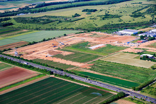 Gewerbegebiet D12 mit Baustelle für Geothermiekraftwerk und Umspannstation von Vulcan aus Nordosten in Landau in der Pfalz im Bundesland Rheinland-Pfalz, Deutschland