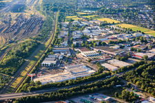 Gewerbegebiet Mallaustr mit BAUHAUS Mannheim-Mallau aus Nordwesten im Ortsteil Rheinau im Bundesland Baden-Württemberg, Deutschland
