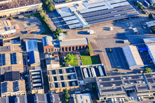Alte Schildkrötfabrik und METRO Mannheim von Südosten im Ortsteil Neckarau im Bundesland Baden-Württemberg, Deutschland