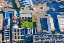 Alte Schildkrötfabrik von Südosten im Ortsteil Neckarau in Mannheim im Bundesland Baden-Württemberg, Deutschland