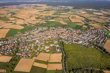 Ortsansicht mit Baumschule am St.-Luzia-Weg von Südosten im Ortsteil Pflaumheim in Großostheim im Bundesland Bayern, Deutschland