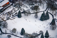 Schlittenfahren im Kurpark im Ortsteil Reichenbach in Waldbronn im Bundesland Baden-Württemberg, Deutschland