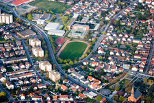 Sportplätze am Schulzentrum im Ortsteil Linkenheim in Linkenheim-Hochstetten im Bundesland Baden-Württemberg, Deutschland
