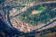 Luftaufnahme von Schloss Neuenbürg im Bundesland Baden-Württemberg, Deutschland