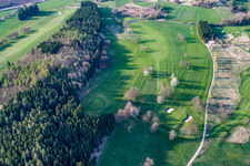 Schrägluftbild von Gelände des Golfplatz Golf-Club Tutzing in Tutzing im Ortsteil Traubing im Bundesland Bayern, Deutschland