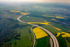 Autobahn- Streckenverlauf der BAB A6 bei im Ortsteil Nackterhof in Hettenleidelheim im Bundesland Rheinland-Pfalz, Deutschland