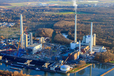 Luftbild von EnBW Kraftwerk im Ortsteil Daxlanden in Karlsruhe im Bundesland Baden-Württemberg, Deutschland
