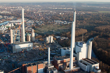 EnBW Kraftwerk im Ortsteil Daxlanden in Karlsruhe im Bundesland Baden-Württemberg, Deutschland aus der Vogelperspektive