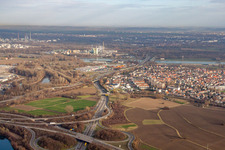 Kreuz A65 mit B9 und B10 Wörther Trog von Westen im Ortsteil Maximiliansau in Wörth am Rhein im Bundesland Rheinland-Pfalz, Deutschland