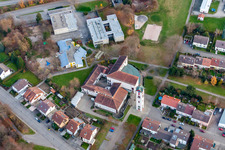 Luftaufnahme von Herz-Jesu Gemeindezentrum in Rastatt im Bundesland Baden-Württemberg, Deutschland