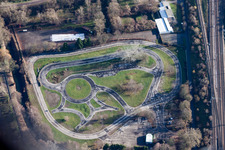 Teststrecke und Übungsplatz zur Ausbildung im Fahrsicherheitszentrum und Verkehrsübungsplatz der Verkehrswacht Karlsruhe im Ortsteil Knielingen in Karlsruhe im Bundesland Baden-Württemberg, Deutschland