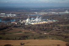 Maxau, Stora Enso von Osten im Ortsteil Knielingen in Karlsruhe im Bundesland Baden-Württemberg, Deutschland