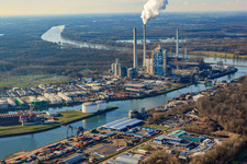 Luftbild von ENBW Rheinhafen-Dampfkraftwerk Karlsruhe im Ortsteil Daxlanden im Bundesland Baden-Württemberg, Deutschland