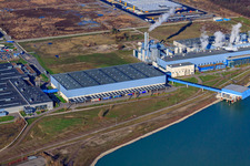 Luftbild von Papierfabrik Palm im Industriegebiet Oberwald in Wörth am Rhein im Bundesland Rheinland-Pfalz, Deutschland