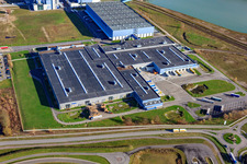 Luftaufnahme von Papierfabrik Palm im Industriegebiet Oberwald in Wörth am Rhein im Bundesland Rheinland-Pfalz, Deutschland