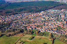 Stadtansicht von Süden in Jockgrim im Bundesland Rheinland-Pfalz, Deutschland