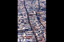 Rheinstraße und Juststraße im Winter bei Schnee in Kandel im Bundesland Rheinland-Pfalz, Deutschland