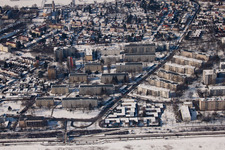 Karlsruhe-Nordweststadt von Osten im Bundesland Baden-Württemberg, Deutschland