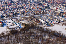 Gewerbegebiet Lauterburger Straße im Winter bei Schnee in Kandel im Bundesland Rheinland-Pfalz, Deutschland