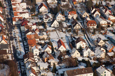 Siedlung Gartenstadt im Winter gefroren in Kandel im Bundesland Rheinland-Pfalz, Deutschland