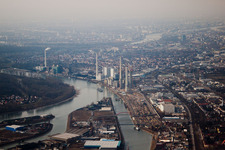 Schrägluftbild von Rheinauhafen in Mannheim im Bundesland Baden-Württemberg, Deutschland