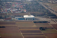 Luftaufnahme von SAP-Arena im Ortsteil Hochstätt in Mannheim im Bundesland Baden-Württemberg, Deutschland