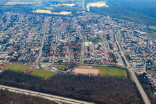 Luftbild von Ortsansicht von Nordosten in Ketsch im Bundesland Baden-Württemberg, Deutschland