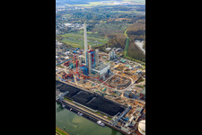 Luftaufnahme von Neubau ENBW Rheinhafen-Dampfkraftwerk Karlsruhe im Ortsteil Daxlanden im Bundesland Baden-Württemberg, Deutschland