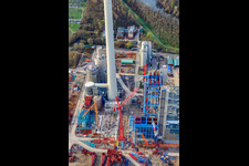 Neubau ENBW Rheinhafen-Dampfkraftwerk Karlsruhe im Ortsteil Daxlanden im Bundesland Baden-Württemberg, Deutschland aus der Luft