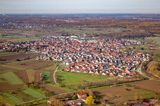 Au am Rhein von Nordosten im Bundesland Baden-Württemberg, Deutschland
