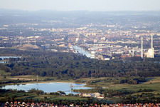 Karlsruhe Rheinhafen von Westen im Bundesland Baden-Württemberg, Deutschland