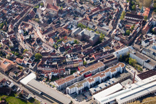 Schrägluftbild von Durlach, Zur Giesserei in Karlsruhe im Bundesland Baden-Württemberg, Deutschland