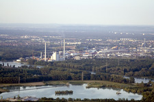 Karlsruhe Rheinhafen von Südwesten im Bundesland Baden-Württemberg, Deutschland