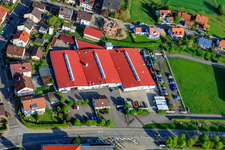 Luftaufnahme von Schneider Treppen GmbH, ICON GmbH Messebau im Ortsteil Stupferich in Karlsruhe im Bundesland Baden-Württemberg, Deutschland
