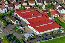 Schneider Treppen GmbH, ICON GmbH Messebau im Ortsteil Stupferich in Karlsruhe im Bundesland Baden-Württemberg, Deutschland aus der Luft