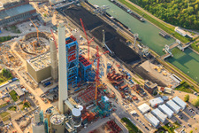 EnBW Neubau Kohlekraftwerk am Rhein im Ortsteil Daxlanden in Karlsruhe im Bundesland Baden-Württemberg, Deutschland aus der Luft