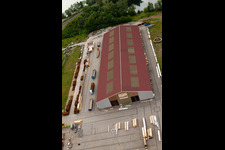 Schrägluftbild von Roppenheim, Système Wolf im Bundesland Bas-Rhin, Frankreich