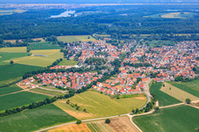 Dorfansicht aus Nordwesten in Leimersheim im Bundesland Rheinland-Pfalz, Deutschland