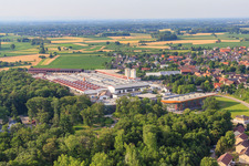 Schrägluftbild von Fa. Weber-Haus im Ortsteil Linx in Rheinau im Bundesland Baden-Württemberg, Deutschland