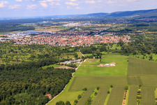 Ortsansicht von Südwesten in Muggensturm im Bundesland Baden-Württemberg, Deutschland