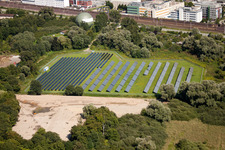Luftbild von Oos, Photovoltaik in Baden-Baden im Bundesland Baden-Württemberg, Deutschland