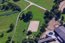 Luftbild von Reittrainingsplätze des Vetrihof in Muggensturm im Bundesland Baden-Württemberg, Deutschland