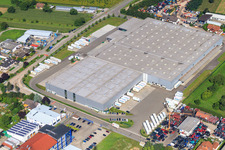 Industriegebiet Heinkelstraße mit Rhenus Logistics und Prologis Germany in Muggensturm im Bundesland Baden-Württemberg, Deutschland
